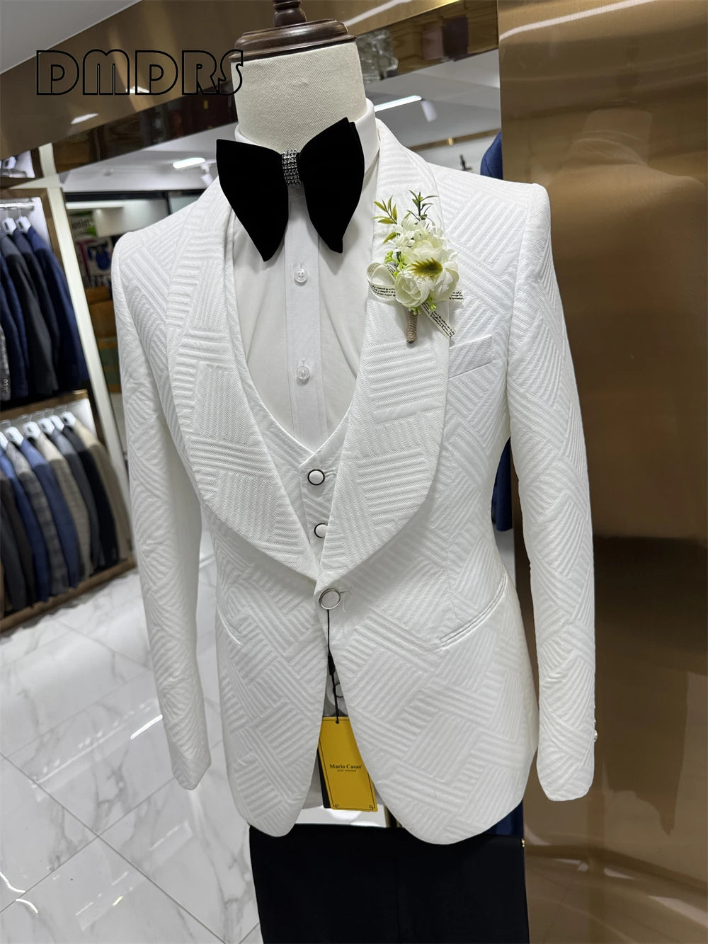 24H Versand Hochwertiger Hochzeitsanzug für Bräutigam, 3-teilig, Herrenmode-Anzüge, Ein-Knopf-Sakko mit Schalkragen, Weste, Hose