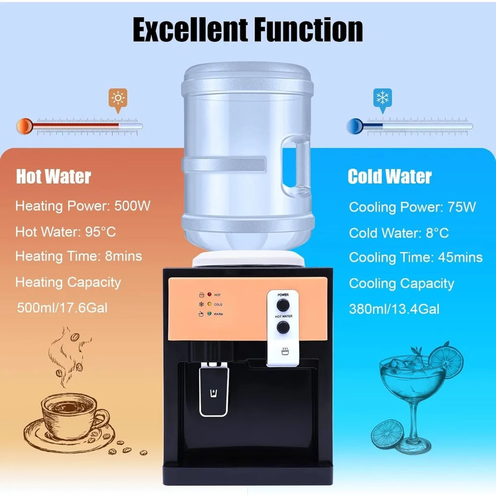 Wasserspender, Wasserkühler, Tischgerät, Heiß- und Kaltwasserfunktion, schnelle Heiz- und Kühlfunktion für 3,5/5/10/18,9L Flaschen, 220V