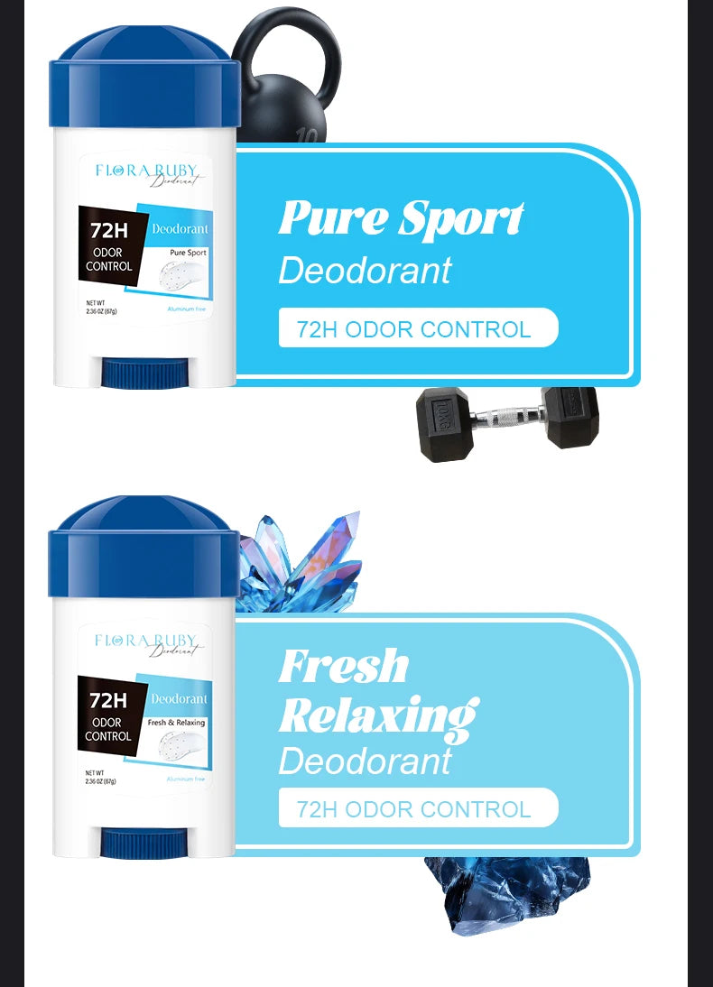 72h Langzeit Deodorant Herren, Aluminiumfrei Frischer Duft, Pure Sport für Fitnessstudio & Training, Achselgeruchsentfernung, Keine Flecken