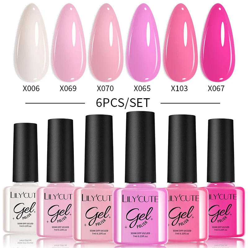 LILYCUTE Nagelgel-Politur-Set, Rosa Grün, Frühling, DIY-Nagelkunst-Design, lang anhaltend, Soak Off UV Gel, Maniküre, Malgel, Vernis-Kit
