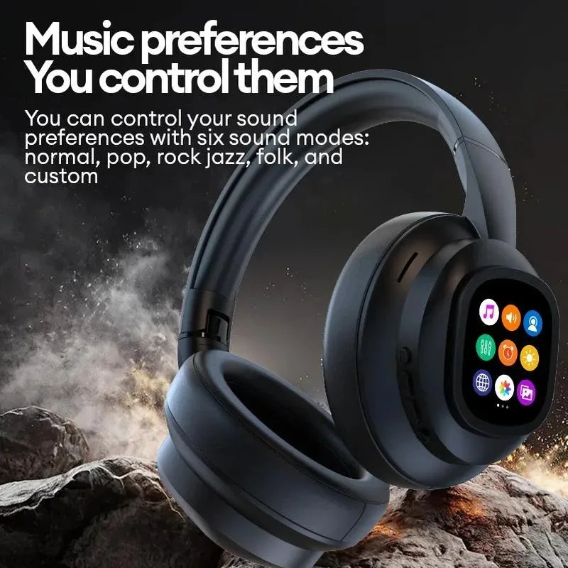 AI LCD Touchscreen Shock Bass Headsets HIFI Sound Kabellose Bluetooth-Kopfhörer ANC Geräuschunterdrückung Gamer-Ohrhörer mit Mikrofon