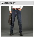 Wthinlee Neue Business-Herrenjeans Lässige Gerade Stretch Fashion Klassische Blau-Schwarze Arbeitsjeans Hose Männer Kleidung