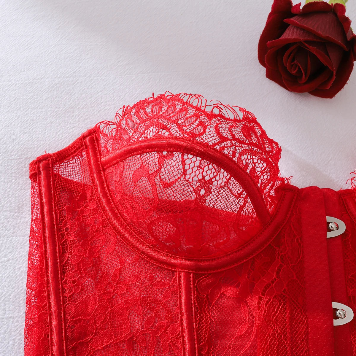 Ellolace Palace Damen Dessous Sets Weidenkorsett String 2-teiliges Set Sexy Heiß Trägerlos Spitze Ausgefallener tiefer V-Ausschnitt Damen Unterwäsche