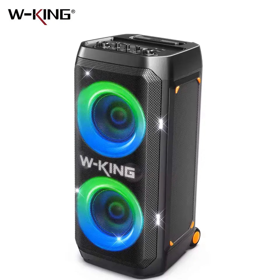 W-KING T12 Portable Bluetooth Speaker Box with 370W MAX Pro Sound, Light Show, CSB, Bass Boost, Wheels and Telescopic Handle