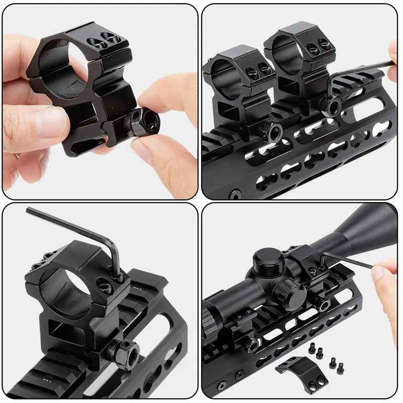 2 Stück Zielfernrohrmontagering für Durchmesser 25,4 mm 30 mm 35 mm taktisches Zielfernrohr Taschenlampe 11 mm 20 mm Picatinny-Schienenmontagezubehör