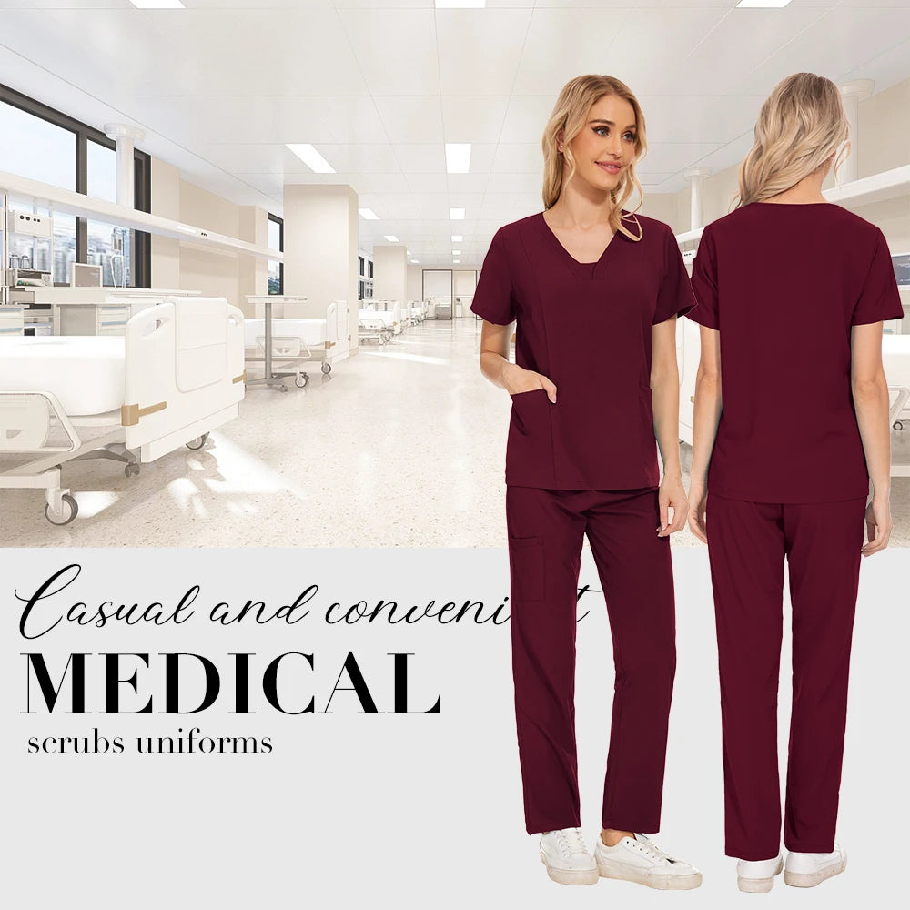 Niaahinn Scrubs Uniforms Sets Großhandel Medizinische Kasacks Stretch-Anzug Gesundheitswesen Pflegeuniform Unisex OP-Kasacks Damen Herren