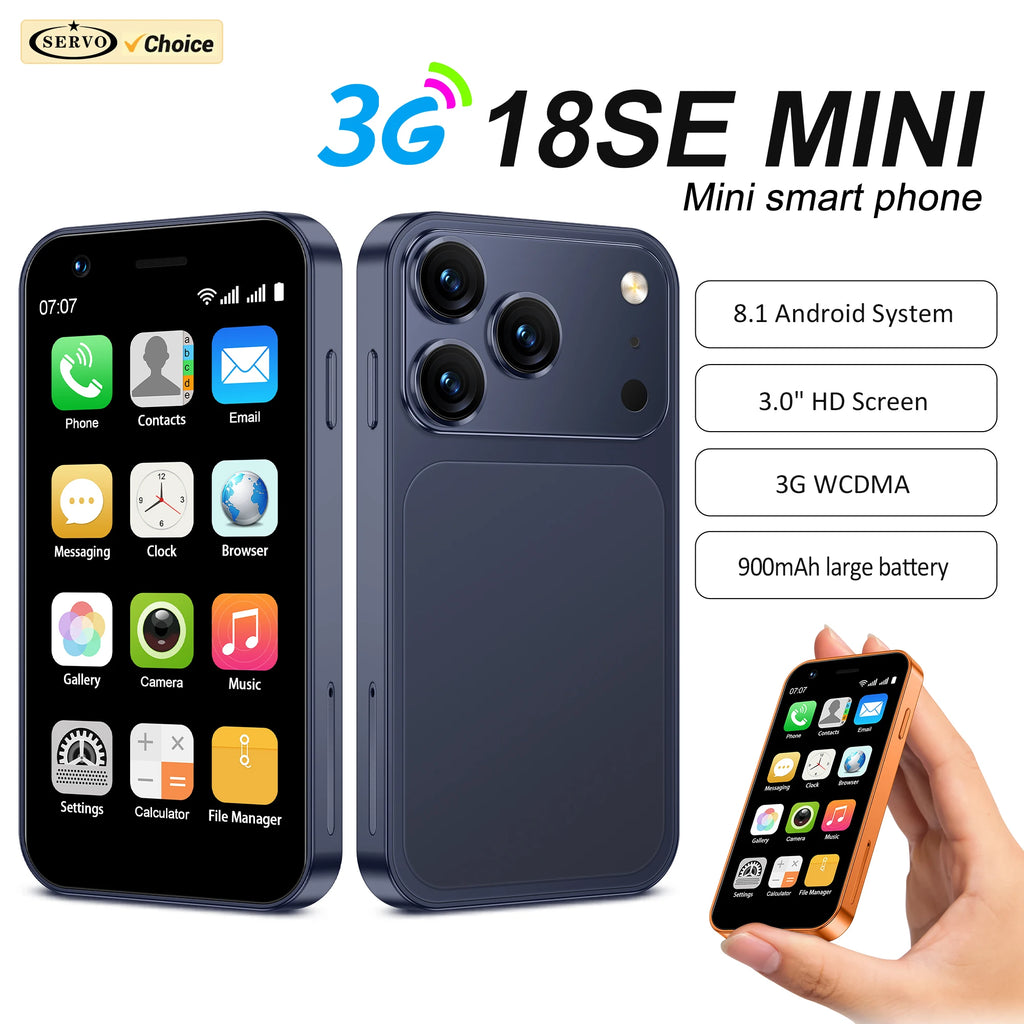 SERVO 18SE MINI 3G Pocket-Smartphone Android System Google Play 16GB ROM 2MP Kamera WiFi Super kleine Smartphones 2 SIM Standby