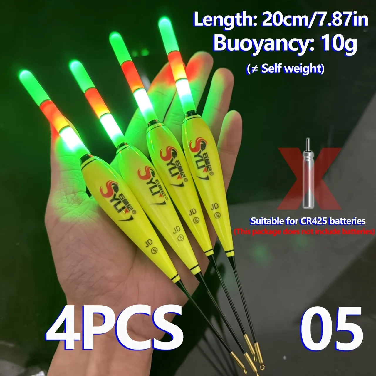 4PCS Angeln Nachtpose Elektronische Leuchtende Fette Sichtbarkeit Europäische Karpfenangelset Leuchtpose (Ohne Batterie)