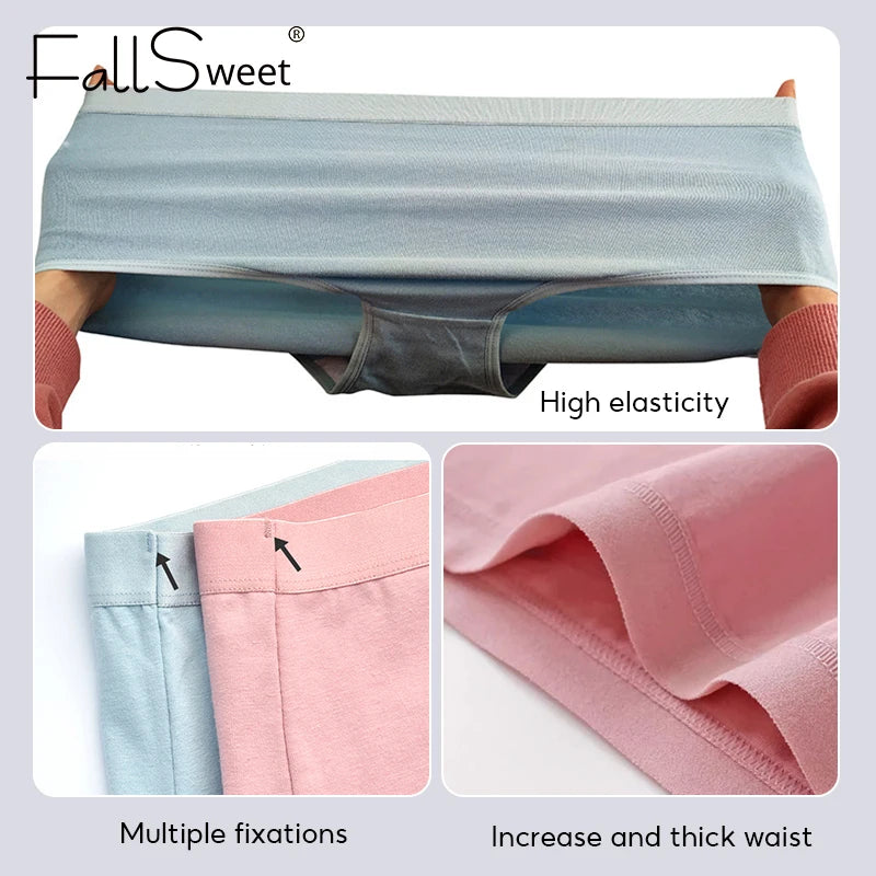 FallSweet 5er-Pack Damen Baumwollslips Nahtlose Plus Size Unterhosen Einfarbige Unterwäsche Weich Atmungsaktive Damenslips