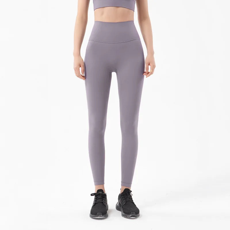 SOISOU Nylon Yogahosen Gym Leggings Damen Mädchen Fitness Weiche Strumpfhosen Hohe Taille Elastisch Atmungsaktiv Keine T-Linie Sporthosen