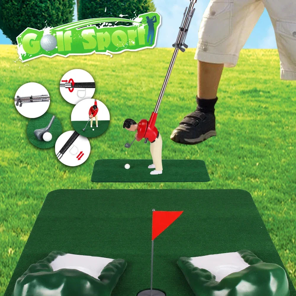 Mini Golf Toy Set, Desktop Indoor Golf Game with Course Cloth & Clubs, Interactive Family Sport Game for Kids Adults