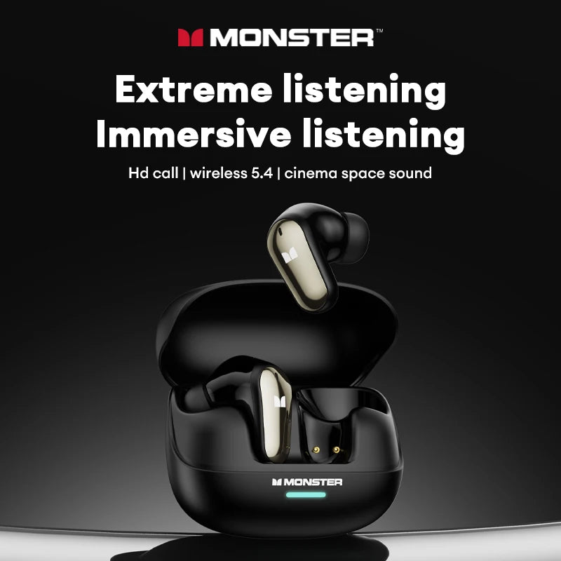 Monster MQT52 Bluetooth 5.4 Wireless Kopfhörer 24 Std. Akkulaufzeit Stereo-Kopfhörer Niedrige Latenz Gaming Dual-Modus Headset Geschenk