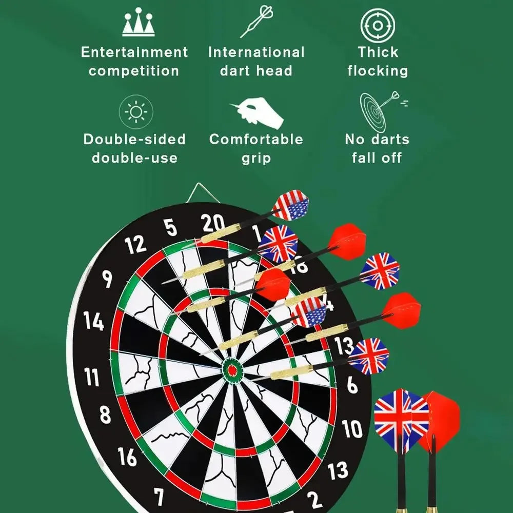 Pro Flocking Dartboard 15-Zoll Turnier Indoor Hänge-Zielscheibe mit 6 Darts - Stabile Scheibe für Weihnachts- und Geburtstagsfeiern