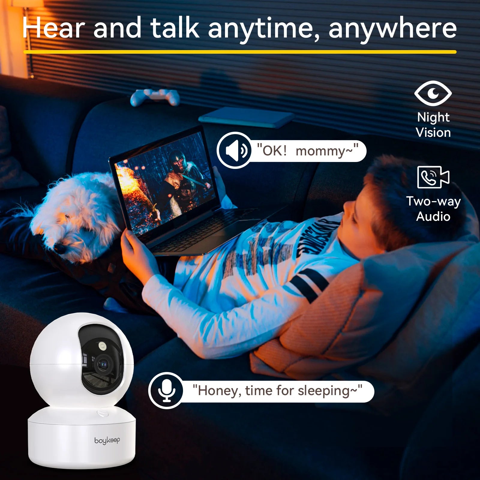 BoyKeep 3MP 5G/2.4GHz WiFi Indoor-Überwachungskamera Smart Babyphone IP-Kamera mit automatischer Verfolgung und 24/7 Videoüberwachung