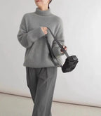 2024 Herbst und Winter Neuer dicker Kaschmirpullover Damen Rollkragenpullover Warm Locker Gestrickter Basispullover Jacke Oberteile