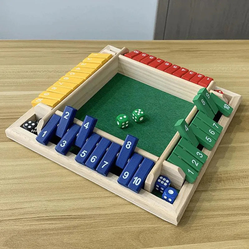Vierseitige Klappkarten-Spiele Intellektuelles Lernspiel Box Würfel Spielzeug Eltern-Kind-Spiele Shut The Box Holz-Zahlen-Spiel Brettspiele