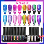 10/12PCS/SET Katze Magnetisches Gel Nagellack Set 9D Reflektierendes Glitzer Gel Halbpermanentes UV Gel Soak Off Funkelndes Nagelkunst Kits