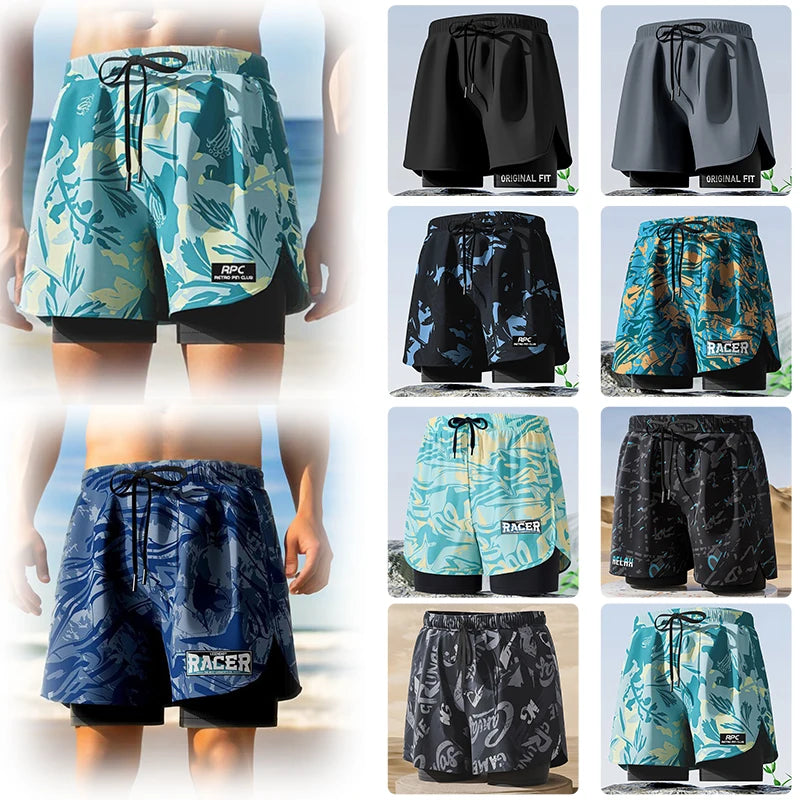 Badeboxer Herren Badehose Set Neu Strandbadehose Für Erwachsene Schnell Trocknende Surf-Badeshorts mit Futter Schwimmhose