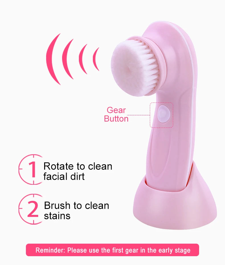 3-IN-1 Elektrischer Gesichtsreiniger, Gesichtsbürste, Reinigungsmaschine, Spa-Hautpflege, Massagegerät, Mitesserentfernung, Aufladbar