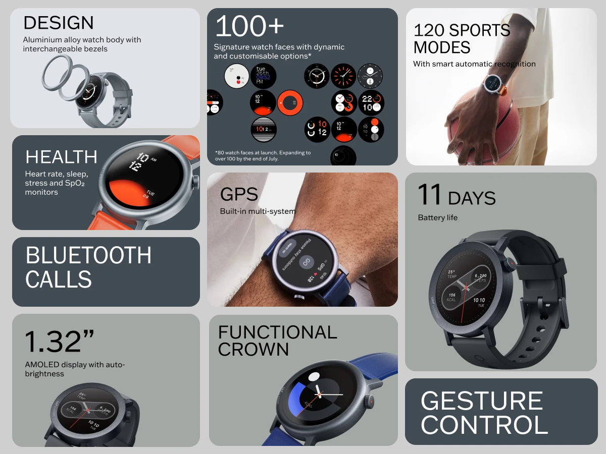 CMF by Nothing Watch Pro 2 1.32" AMOLED-Display Bluetooth-Anrufe mit KI-Rauschunterdrückung