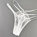 3 Stück Spitze Dünne Träger Tanga Frauen Tiefe Taille Sexy Perspektive Unterwäsche Damen Transparenter G-String Slip Plus Size T-Rücken