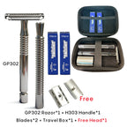 Shavcooo Glide Pro 4D Edelstahl Sicherheitsrasierer Umweltfreundlicher Dual-Halb-Rasierer für Herren und Damen Geschenkset mit Reiseetui
