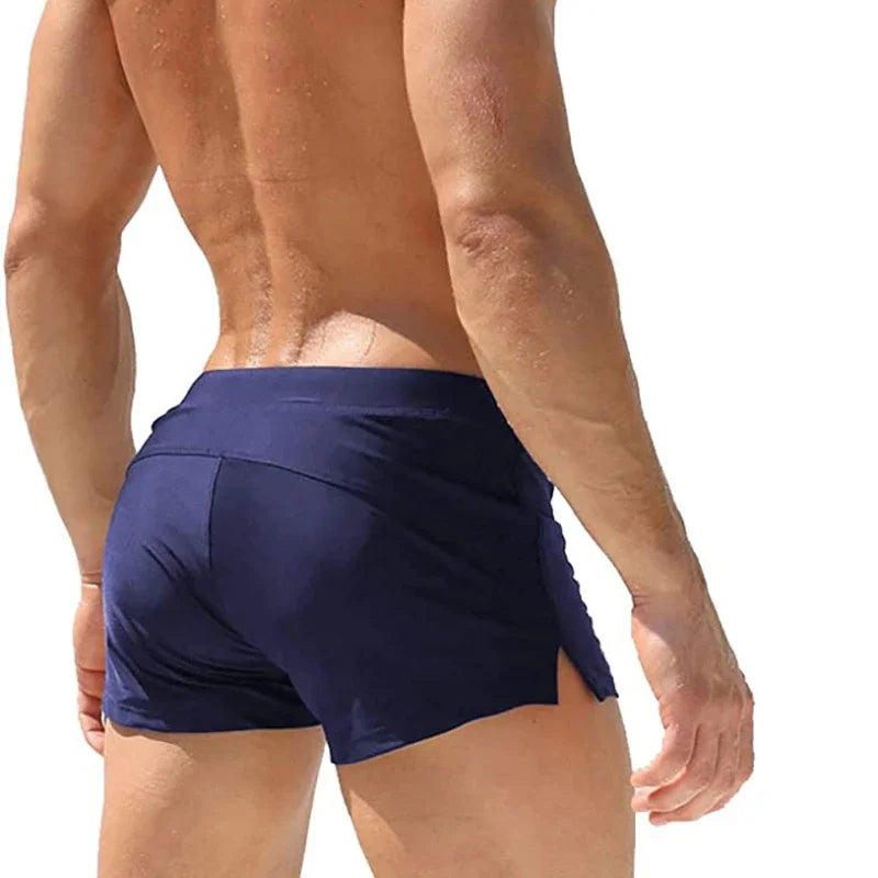 Herren Badehose mit Reißverschlusstasche Badeshorts Boxershorts Square Leg Mesh-Futter Boardshorts Badeschuhe