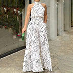 Sexy ärmelloser Jumpsuit Büro-Dame Frühling Sommer Mode Lässige schulterfreie bedruckte Jumpsuits für Frauen 2024 Einteiler Strampler