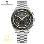 Neue PAGANI DESIGN Moon Men Uhr Retro-Luxus-Quarzuhren für Herren Edelstahl Sport wasserdicht Chronograph Herren+Mit BOX