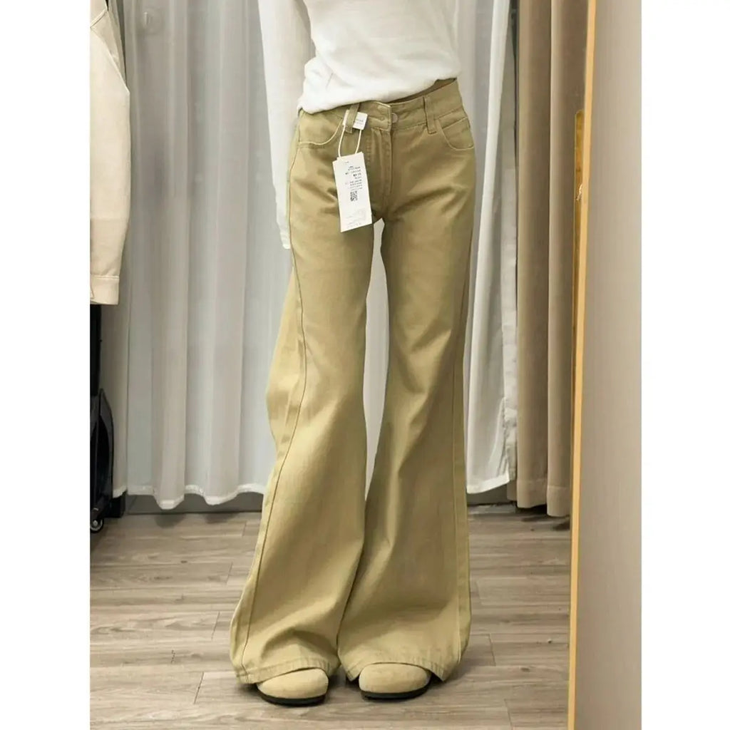 Damen Jeans Schlaghose Freizeithose Figurformend Vintage Inspiriert Herbst High Waist Schlagjeans Damen Hose Schlaghose Jeans Y2K