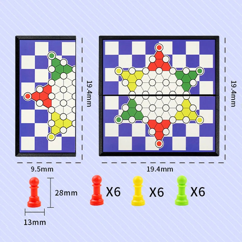 International Ludo Board Game for Kids: Portable Folding Chess Set, Educational Toy, Party Table Game for Elementary Students
