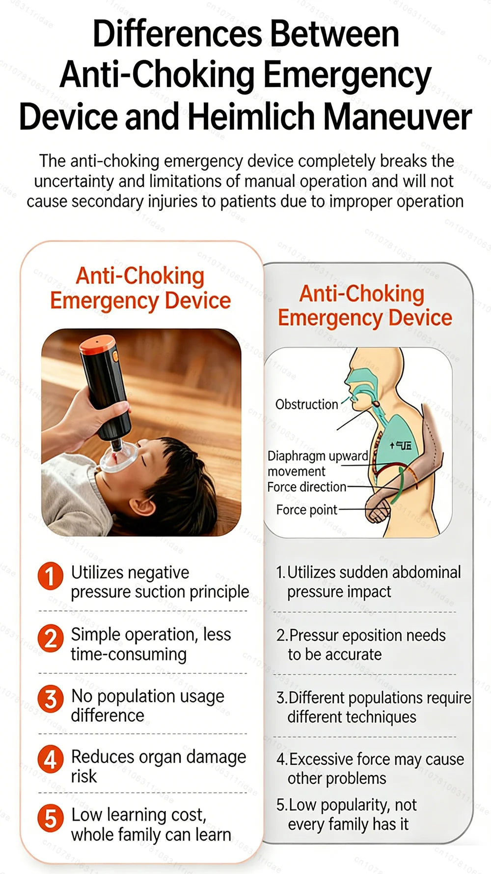 Auto Choking Rescue Device First Aid Kits Anti Choking Devices Emergency Suction Asphyxia Adults & Children CPR Rescue Device