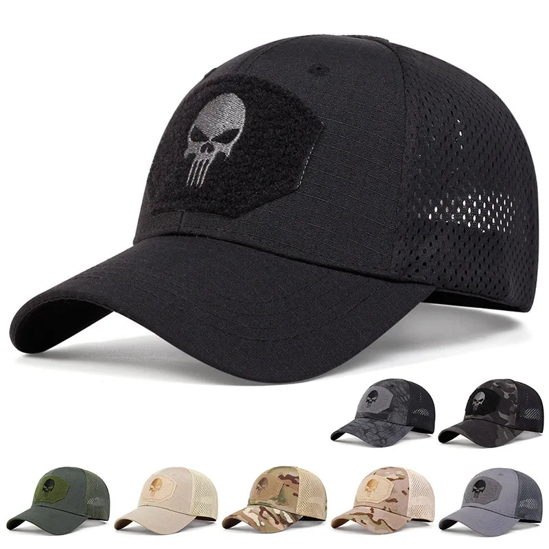 Skull Tactical Airsoft Cap Adjustable Breathable Sun Visor Trucker Hat Mesh Hunting Hiking Snapback Baseball hats gorra Hauptbild