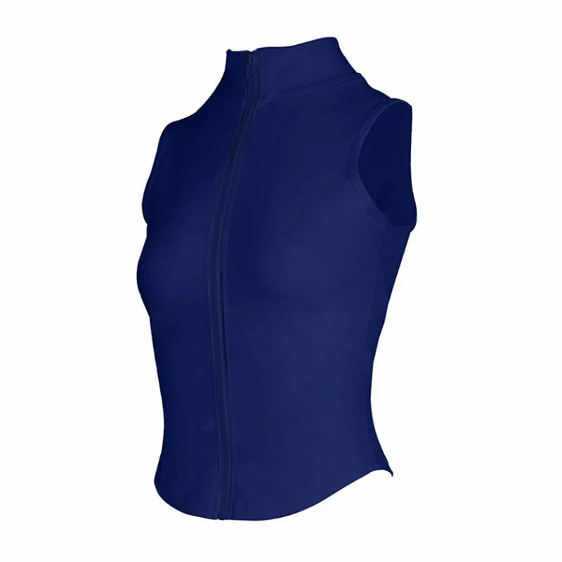 Aiithuug Athletic Reißverschluss-Sweatweste Jacke Ärmellose Lauf-Yoga-Tops Stehkragen-Shirts Sport-Top Fitness Damen Workout-Tops