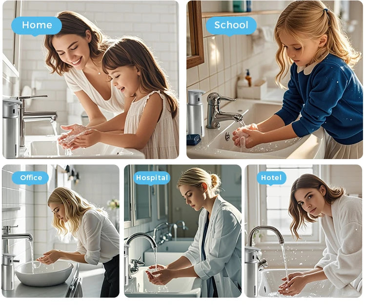 480ml Küchen-Seifenspender Automatischer Sensor Händedesinfektionsmittel Maschine Intelligenter elektrischer Körperwasch-Seifenspender aus 304 Edelstahl