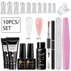 24-teiliges Set 20ml Poly Nail Extension Gel Kit Mini-UV-Lampe Versiegelung mit Basislack Überlack Professionelles Poly-UV-Nagelgel-Kit Starter-Kit