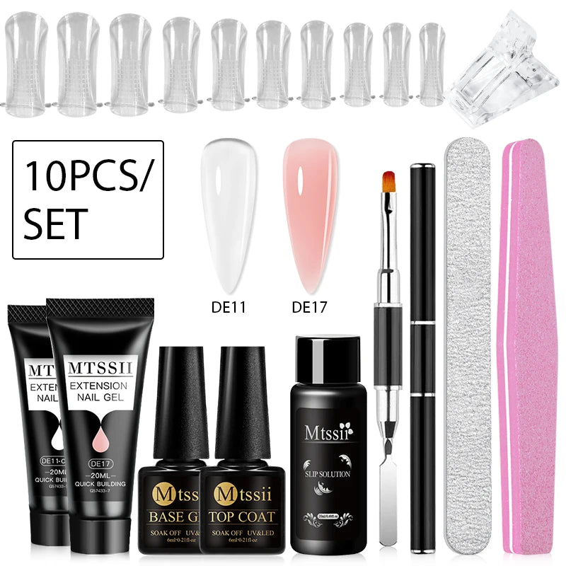 24-teiliges Set 20ml Poly Nail Extension Gel Kit Mini-UV-Lampe Versiegelung mit Basislack Überlack Professionelles Poly-UV-Nagelgel-Kit Starter-Kit