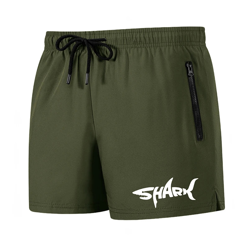 Hai-Grafik Herren Badeshorts Sommer Lässige Strandshorts mit Netzfutter Reißverschlusstaschen Schnell trocknende Badehose