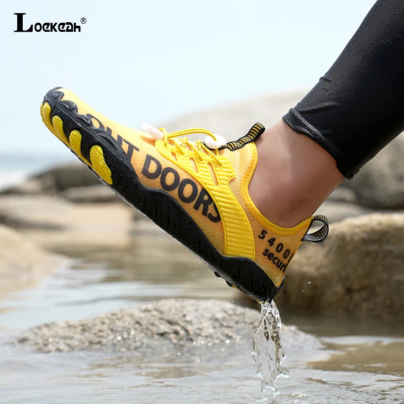 Men Water Sports Shoes Quick Dry Non-Slip Five Finger Shoes Outdoor Wading Swimming Barefoot Aqua Shoes Lightweight Sneakers