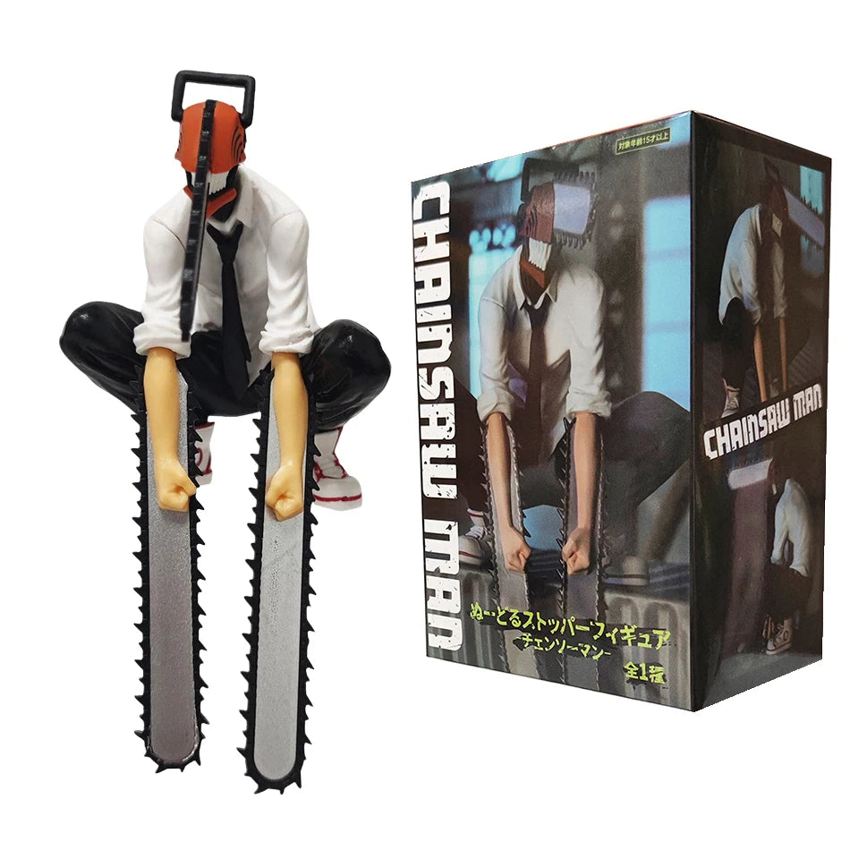 Anime Chainsaw Man Figur 2er Set Denji Actionfigur 14-17cm Auto Dekoration Puppe PVC Modell Sammlerstücke Kindergeschenke