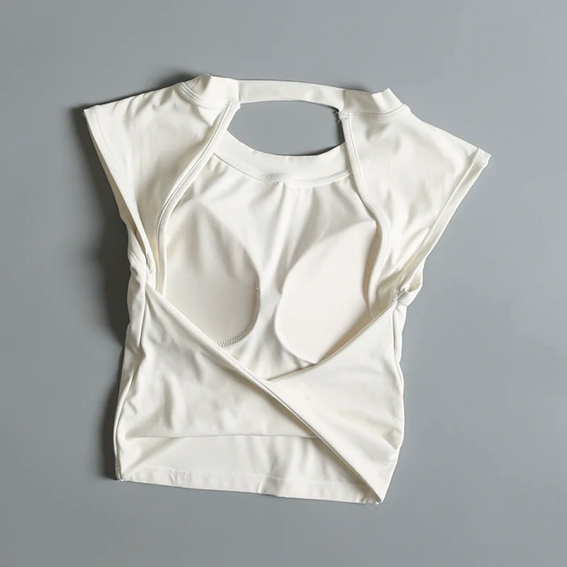 Sexy rückenfreie Sportweste Damen mit fixiertem Brustpolster Eng anliegend Schnell trocknend Schmale Passform Yoga Top Atmungsaktives Fitness-Shirt