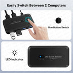MZX USB 3.0 Switch KVM-Umschalter Selector Hub Dockingstation Dock für 2 Laptop-PCs zum Teilen von Tastatur, Maus, USB-Geräten, Drucker, SSD