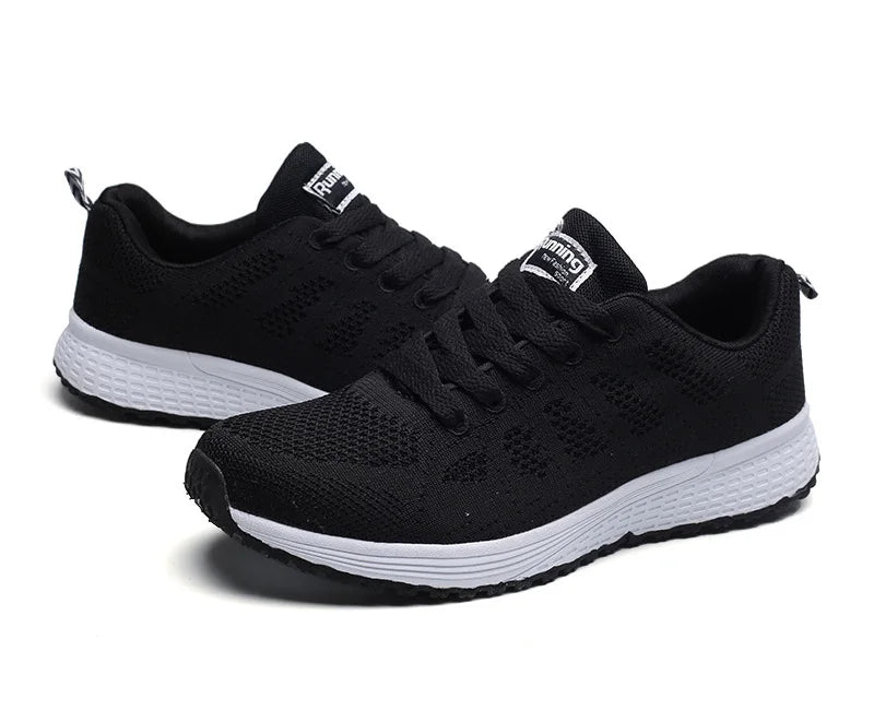 Damen Freizeitschuhe Mode Atmungsaktive Walking Mesh Flache Schuhe Sneakers Weiß Damen Fußbekleidung