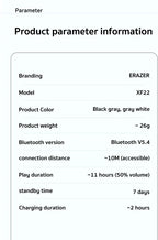 Original ERAZER XF22 Earphone Bluetooth 5.4 Sports Wireless Headphones Bone Conduction Headsets with Mic Neckband headphones