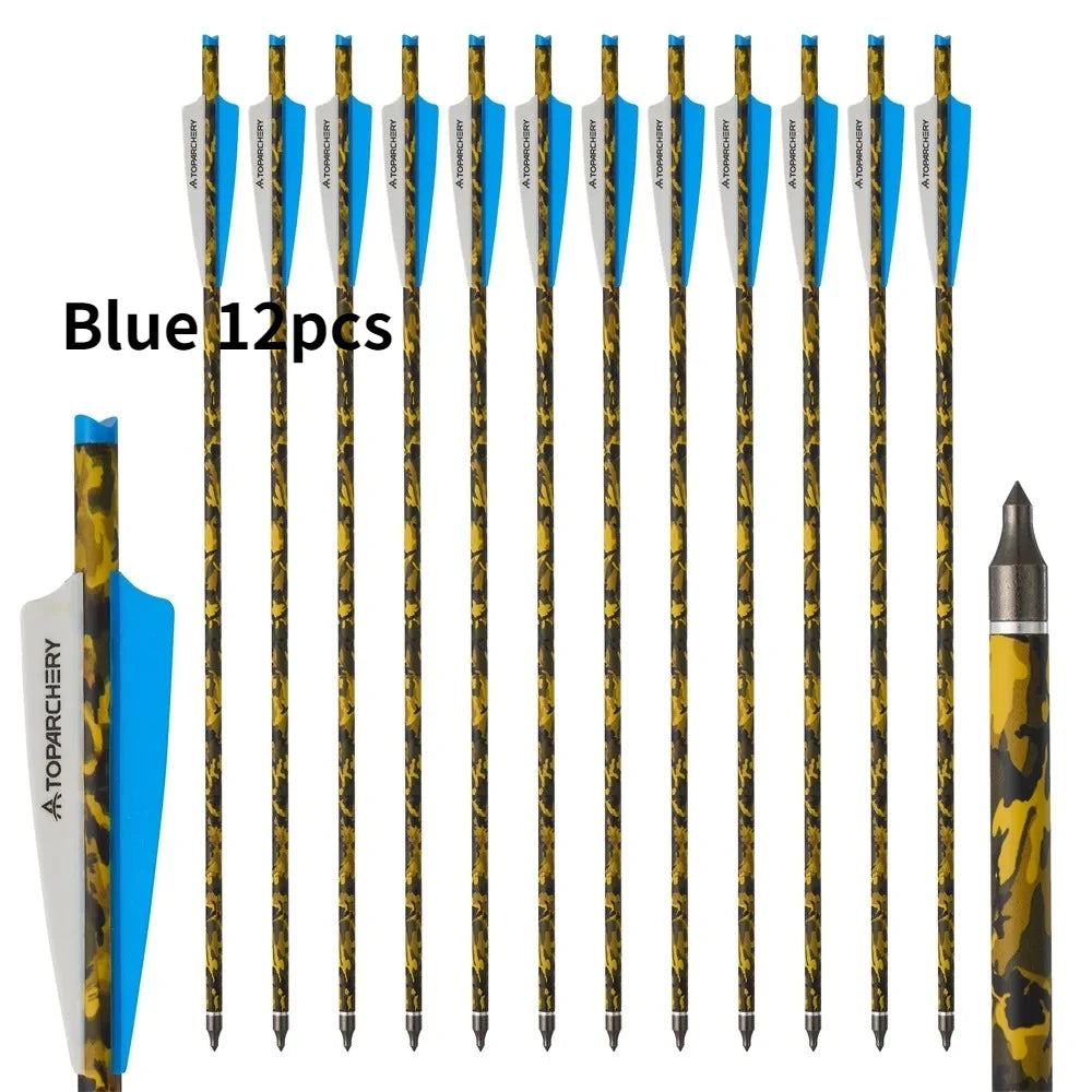 6/12/24 Stück 20'' Armbrustbolzen Carbonpfeil mit 4-Zoll-Feder ID7.6mm Outdoor Jagd Sport Praxis Armbrustpfeile