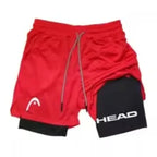 Laufshorts Herren Fitnessstudio Training 2-in-1 Sport Kompression Mode Schnelltrocknend Workout Harajuku Jogging Doppellagig Sommer