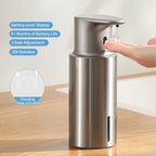 480ml Küchen-Seifenspender Automatischer Sensor Händedesinfektionsmittel Maschine Intelligenter elektrischer Körperwasch-Seifenspender aus 304 Edelstahl