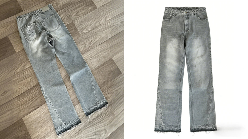 Y2K Black Washed Bestickte High-Waisted Oversized Jeans Herren Europäischer und Amerikanischer Retro Klassiker Lockere Weite Gerader Schnitt Hosen