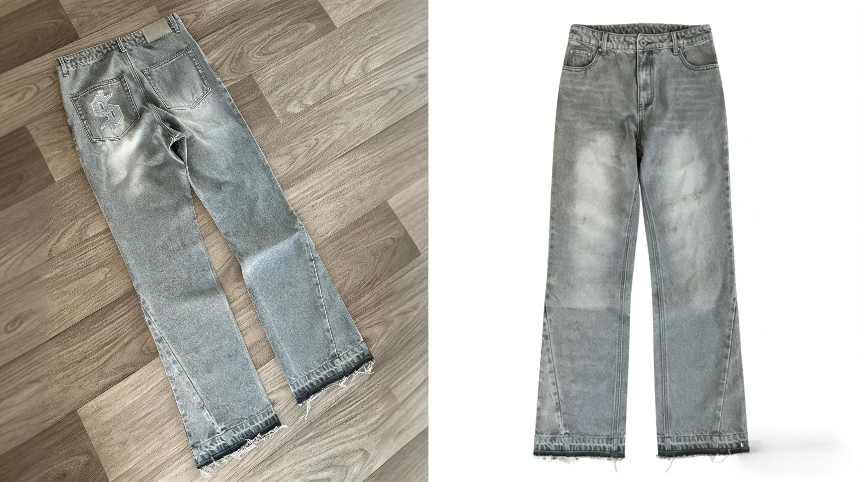 Y2K Black Washed Bestickte High-Waisted Oversized Jeans Herren Europäischer und Amerikanischer Retro Klassiker Lockere Weite Gerader Schnitt Hosen