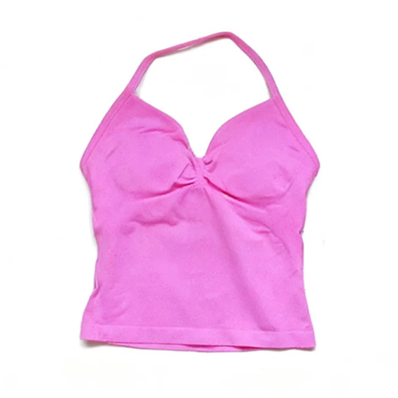 Gym Schöner offener Rücken BH Laufen Training Impact Neckholder Longline Trägertop Sport Yoga Weste Damen Fitness Tank Top